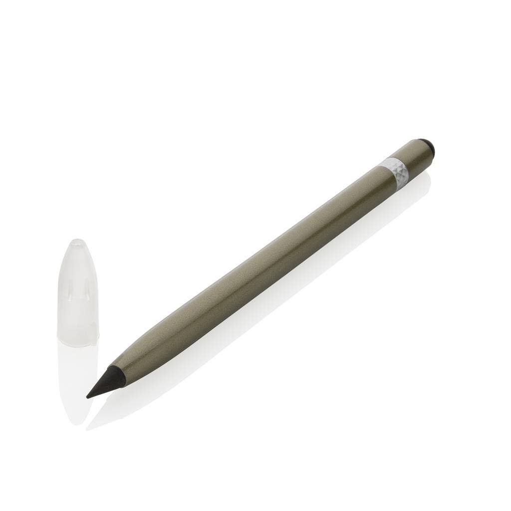 Aluminium Inkless Pen With Eraser: Green