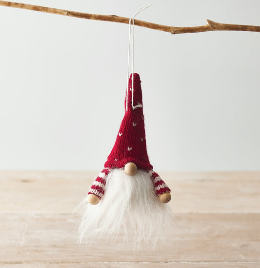 Knitted Red hanging Gonk with arms