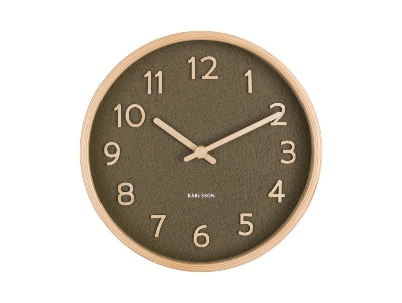 Wall Clock Pure Wood Grain Small Green