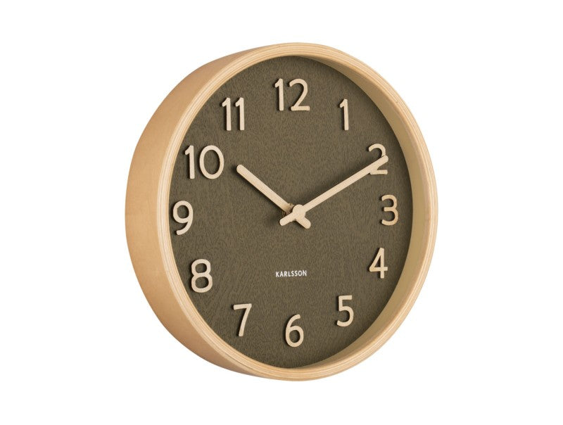 Wall Clock Pure Wood Grain Small Green