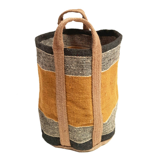 Jute Storage Bag - Mustard w. Black Border & Stripes 60x43cm 901007