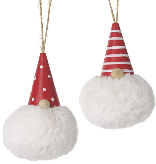 Red and White Pompom hanging Santa