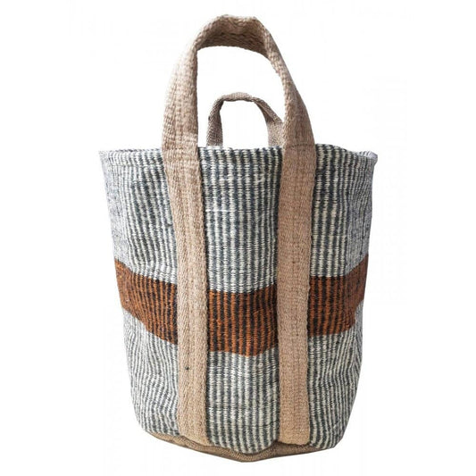 Jute Storage Bag - Grey/Brown Stripe 60x43cm 901003