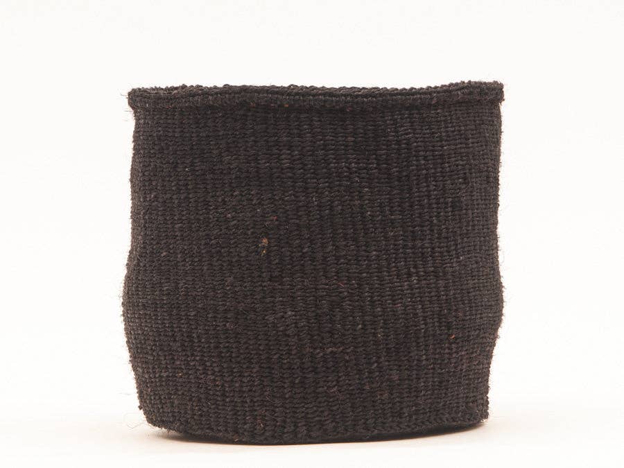 USIKU: Coal Black Woven Storage Basket L