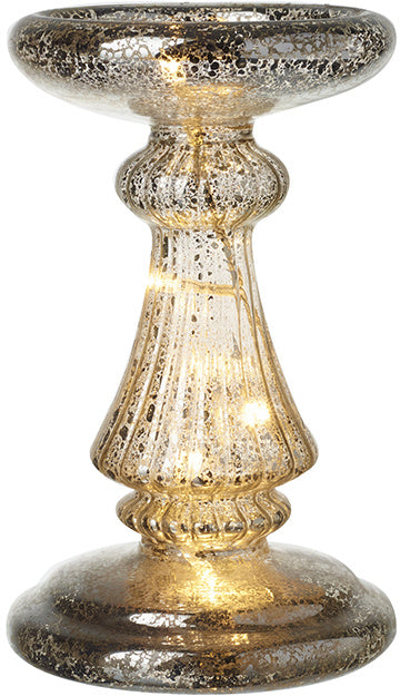 Mottled Glass Candle Holder with LED